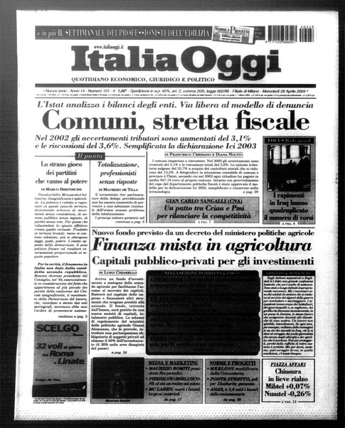 Italia oggi : quotidiano di economia finanza e politica